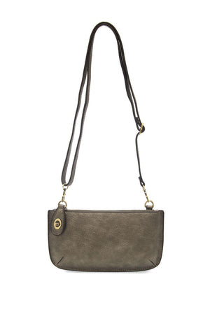 Vegan Leather Mini Crossbody Clutch - Metallic Dark Chrome