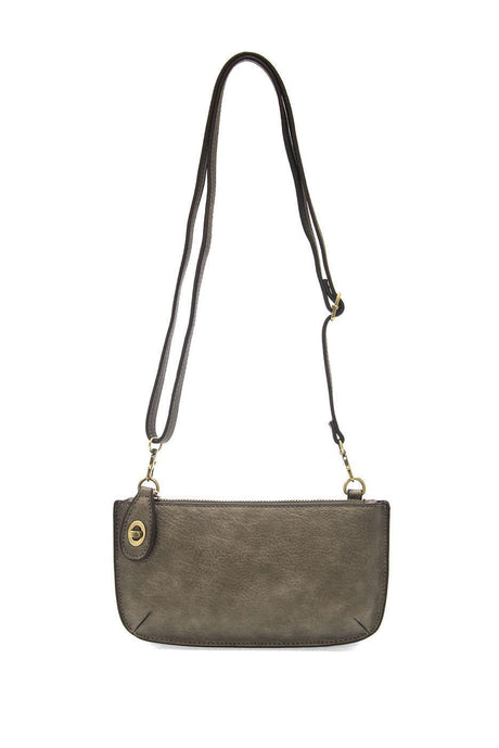 Vegan Leather Mini Crossbody Clutch - Metallic Dark Chrome