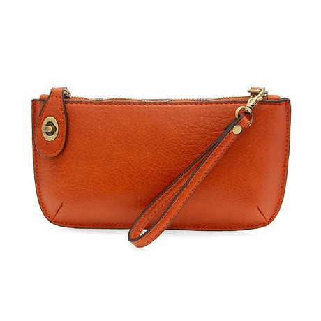 Vegan Leather Mini Crossbody Clutch - Burnt Orange