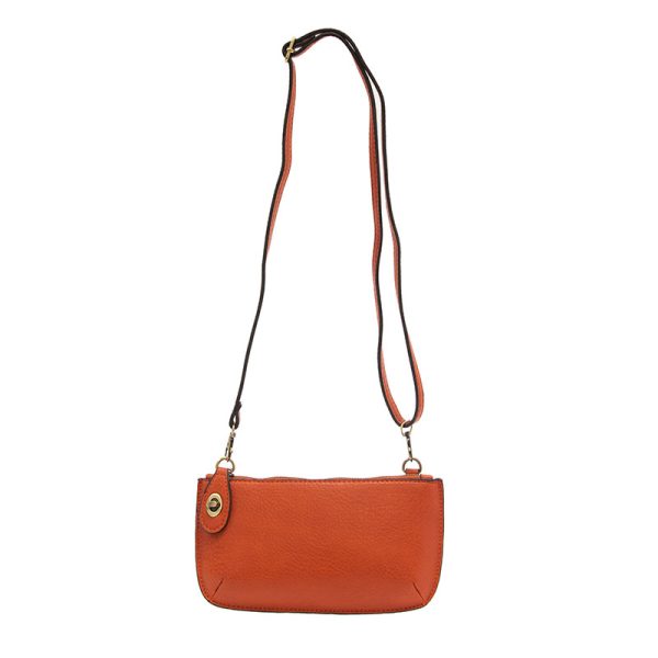 Vegan Leather Mini Crossbody Clutch - Burnt Orange