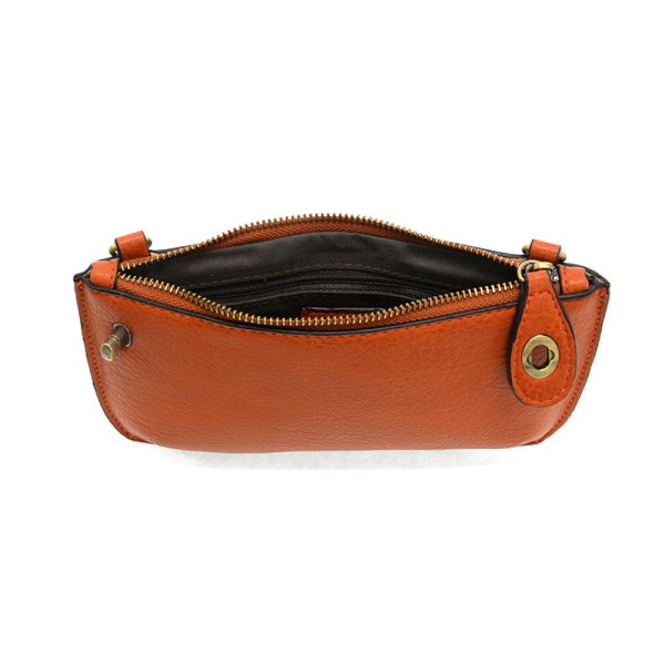 Vegan Leather Mini Crossbody Clutch - Burnt Orange