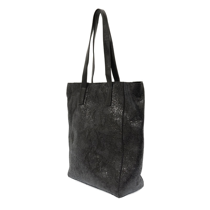 Vegan Leather Python Jasalyn Tote Bag - Black Side View
