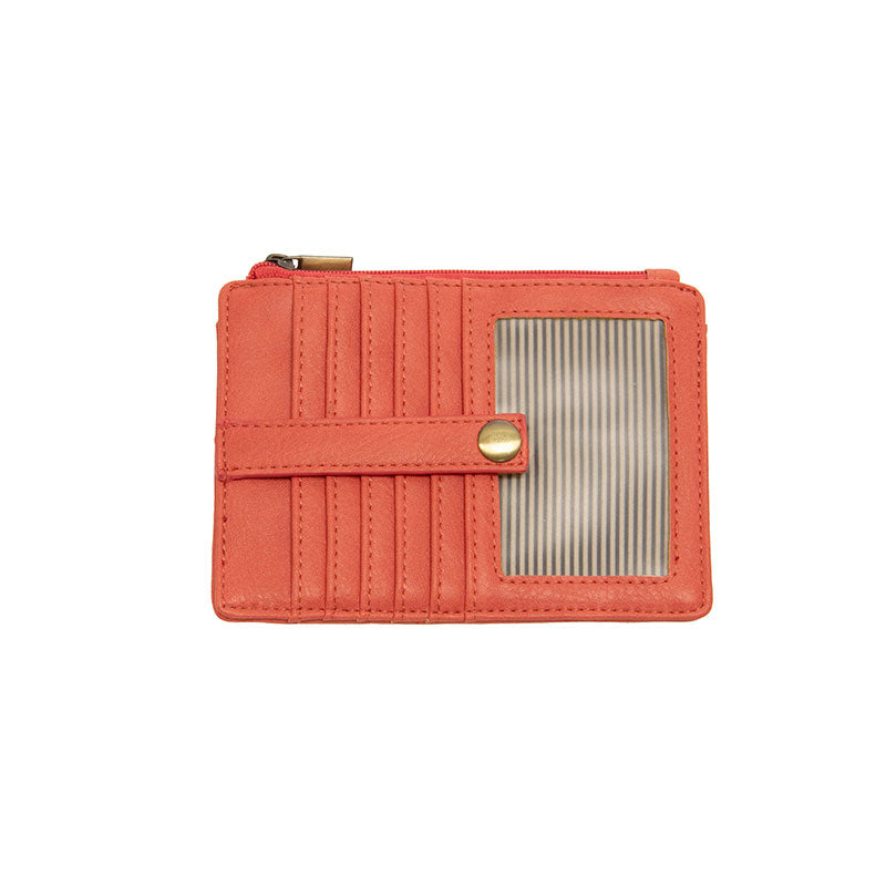 Vegan Leather Penny Mini Travel Wallet - Living Coral