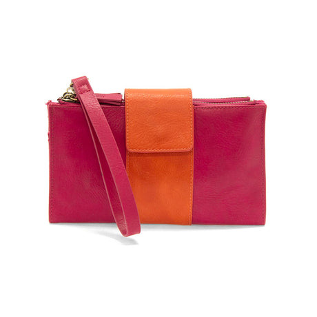 Colorblock Vegan Leather Cami Crossbody - Fuchsia/Orange