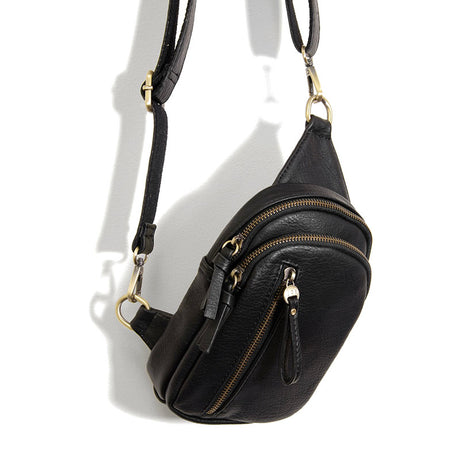 Vegan Leather Skyler Sling Bag - Black