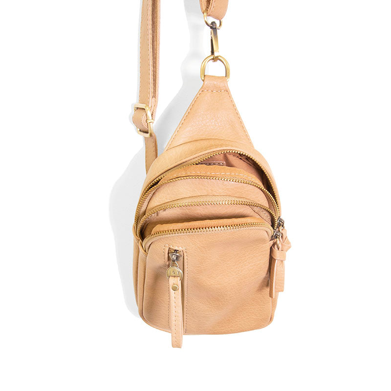 Vegan Leather Skyler Sling Bag - Camel