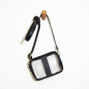 Vegan Leather Clear Rita Stadium Crossbody Bag - Black