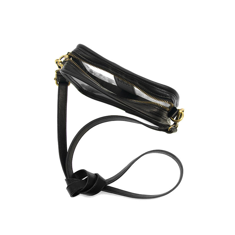 Vegan Leather Clear Rita Stadium Crossbody Bag Black Top View