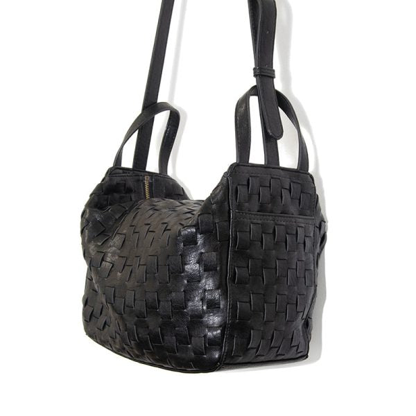 Woven Vegan Leather Slouchy Bowler Brenna Bag