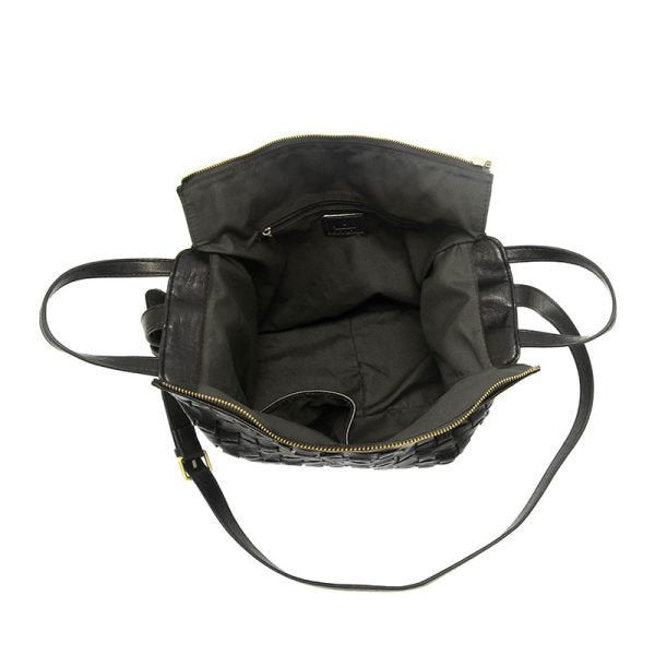 Woven Vegan Leather Slouchy Bowler Brenna Bag