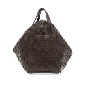 Woven Vegan Leather Slouchy Bowler Brenna Bag