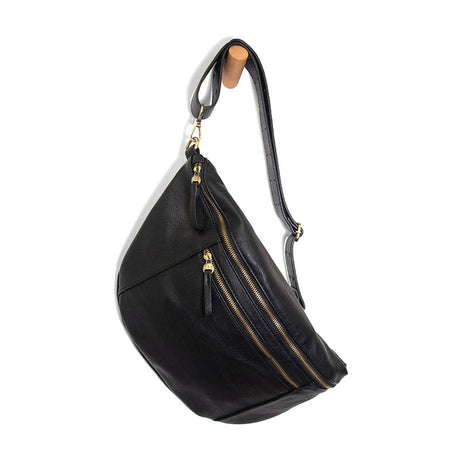 Vegan Leather Mel Large Sling Bag - Black