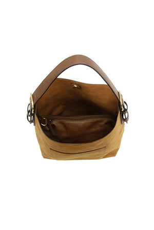 Vegan Suede Hobo Shoulder Bag - Toffee
