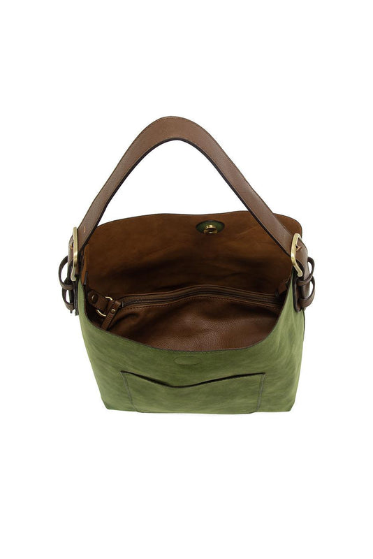 Vegan Suede Hobo Shoulder Bag - Dark Emerald