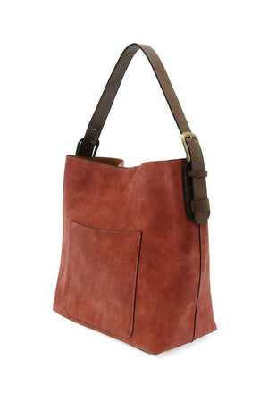 Vegan Suede Hobo Shoulder Bag - Rust