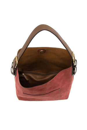 Vegan Suede Hobo Shoulder Bag - Rust