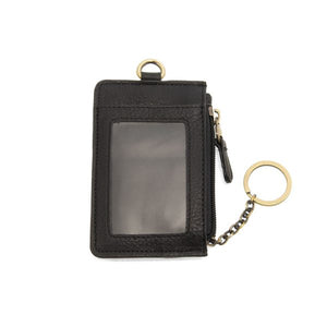 Vegan Leather Dolly Small Keyring Card Wallet - Black
