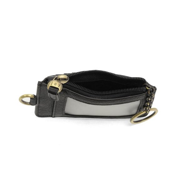 Vegan Leather Dolly Small Keyring Card Wallet - Black