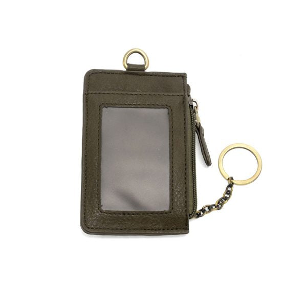 Vegan Leather Dolly Small Keyring Card Wallet - Dark Moss