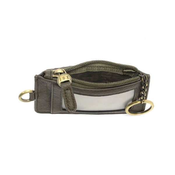 Vegan Leather Dolly Small Keyring Card Wallet - Dark Moss