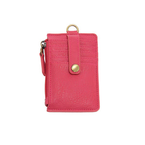 Vegan Leather Dolly Small Keyring Card Wallet - Bright Pink