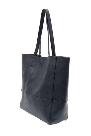 Vegan Leather Raw Edge Faith Tote Bag - Navy