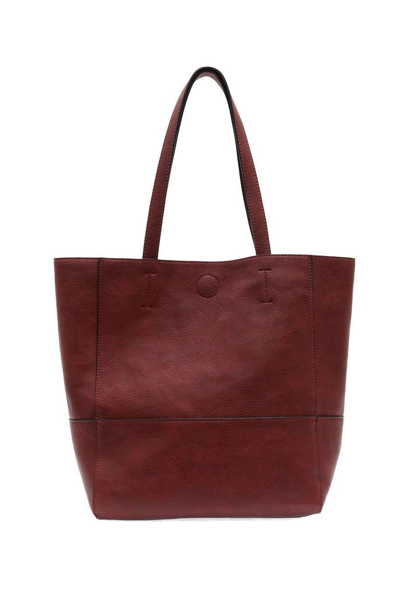 Vegan Leather Raw Edge Faith Tote Bag - Sangria