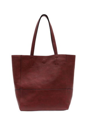 Vegan Leather Raw Edge Faith Tote Bag - Sangria