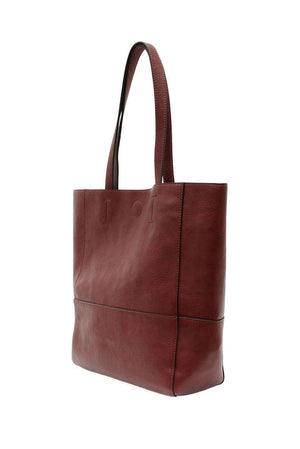 Vegan Leather Raw Edge Faith Tote Bag - Sangria