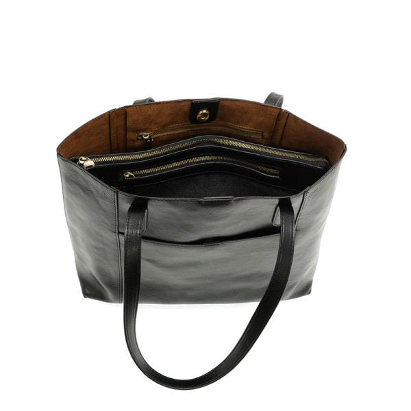 Vegan Leather Laptop Sondra Commuter Tote Bag - Black