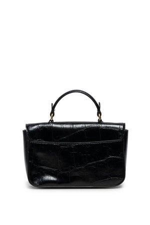 Vegan Leather Wilma Croc Top Handle Crossbody - Black