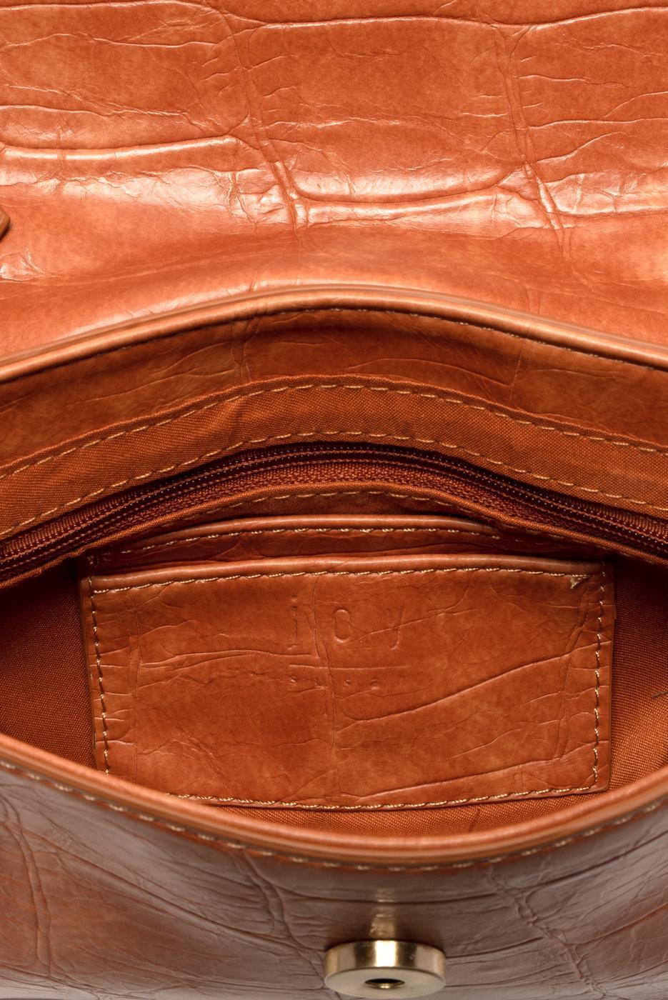 Vegan Leather Wilma Croc Top Handle Crossbody - Golden Tan