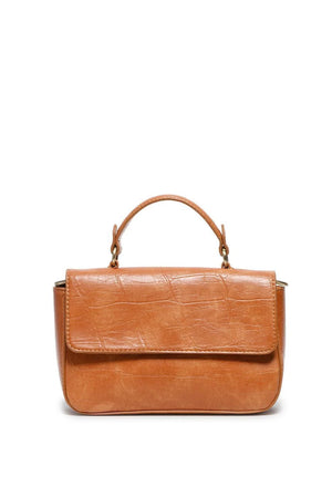 Vegan Leather Wilma Croc Top Handle Crossbody - Golden Tan