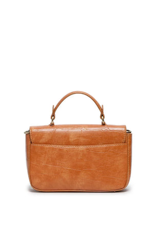 Vegan Leather Wilma Croc Top Handle Crossbody - Golden Tan