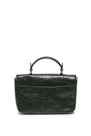 Vegan Leather Wilma Croc Top Handle Crossbody - Bottle Green