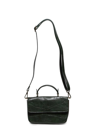 Vegan Leather Wilma Croc Top Handle Crossbody - Bottle Green