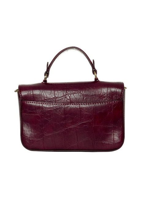 Vegan Leather Wilma Croc Top Handle Crossbody - Burgundy