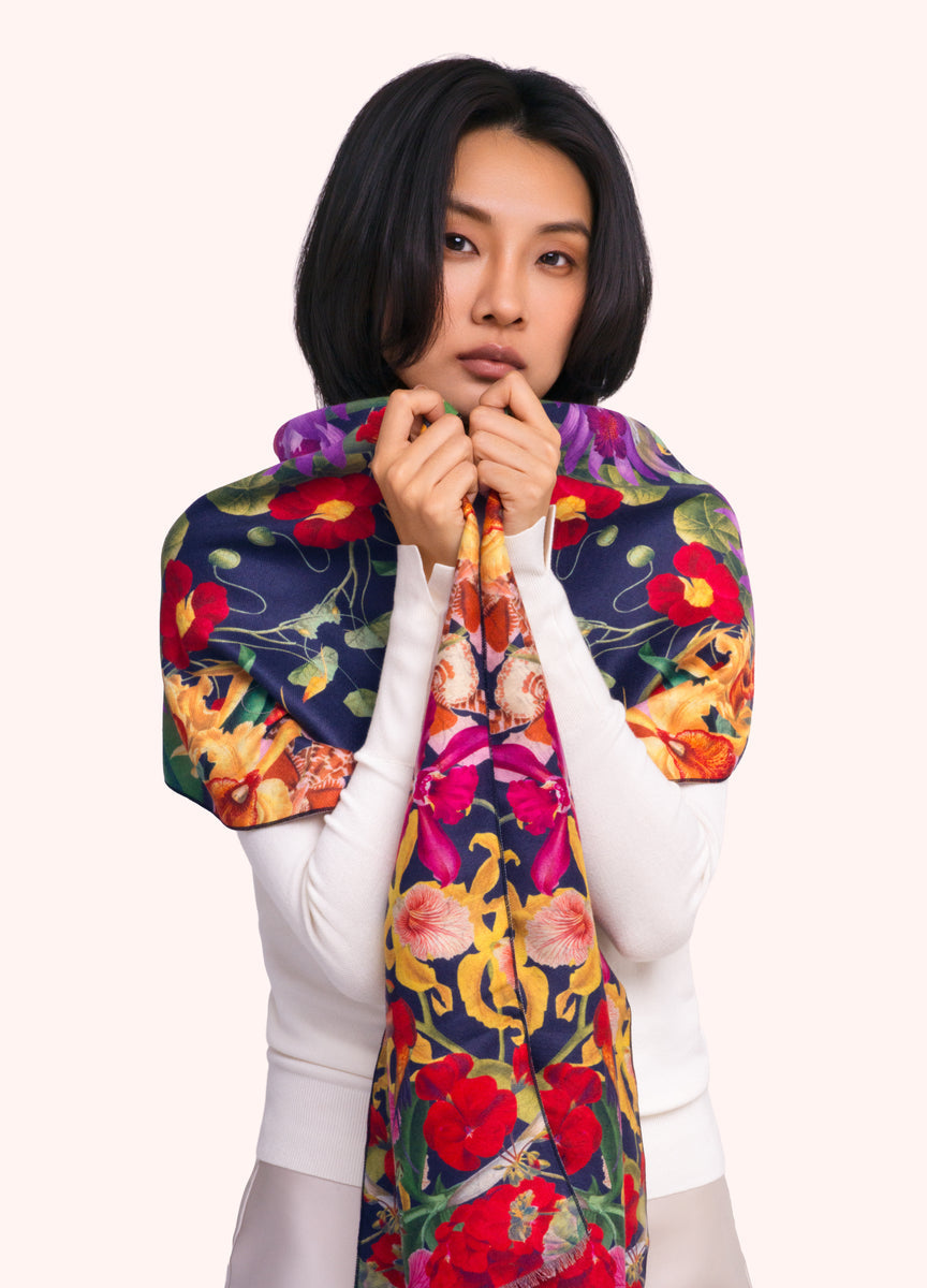 Botanical Kaleidoscope Floral Lux Print Scarf