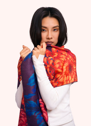 Chrysanthemum Floral Lux Print Scarf