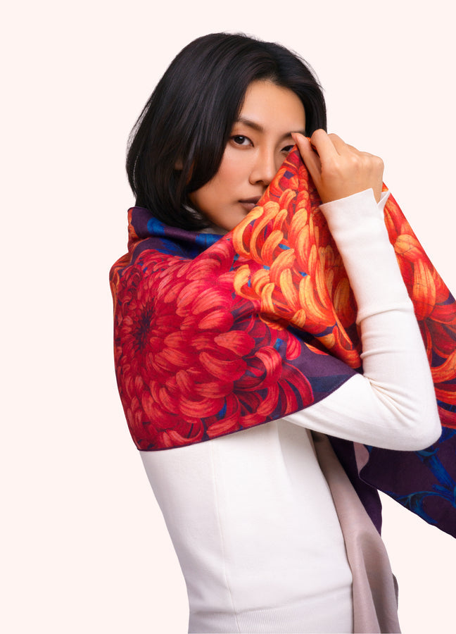 Chrysanthemum Floral Lux Print Scarf