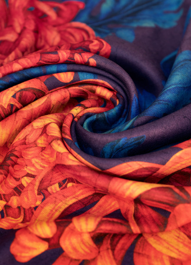 Chrysanthemum Floral Lux Print Scarf