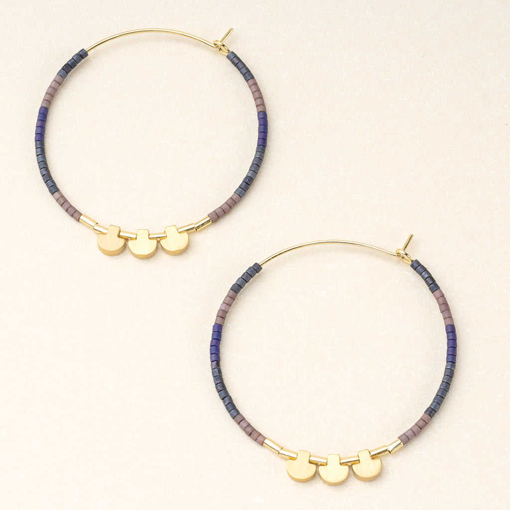 Chromacolor Miyuki Large Hoop Earrings - Dark Multi/14K Gold Plate