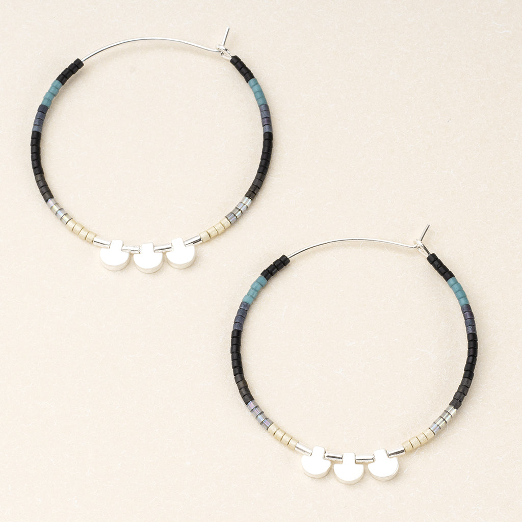 Chromacolor Miyuki Large Hoop Earrings - Black Multi/Sterling Silver