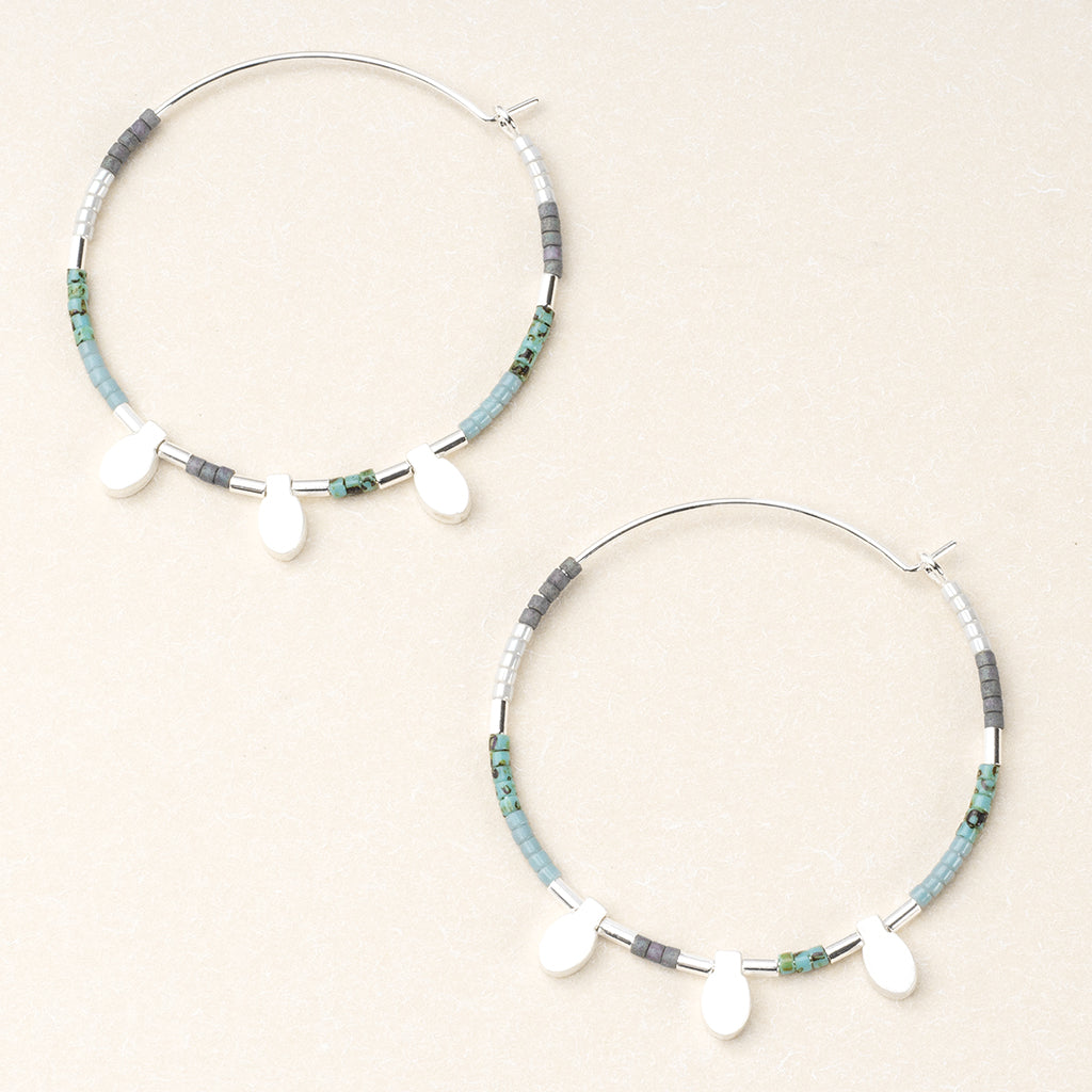 Chromacolor Miyuki Large Hoop Earrings - Turquoise Multi/Sterling Silver