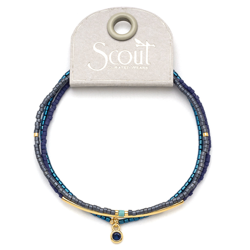 Tonal Chromacolor Miyuki Bracelet Trio - Navy / 14K Gold Plated On Scout Curated Wears Branded Card