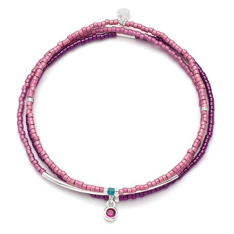 Tonal Chromacolor Miyuki Bracelet Trio - Fuchsia / Sterling Silver Plated