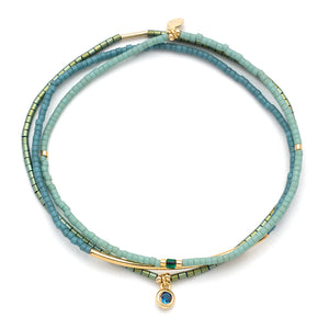 Tonal Chromacolor Miyuki Bracelet Trio - Turquoise / 14K Gold Plated