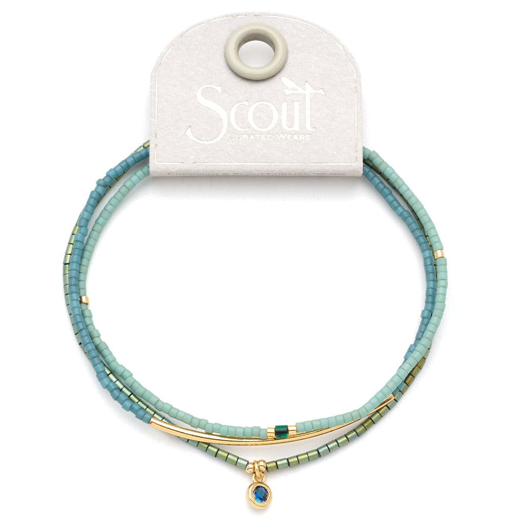 Tonal Chromacolor Miyuki Bracelet Trio - Turquoise / 14K Gold Plated On Scout Curated Wears Branded Card