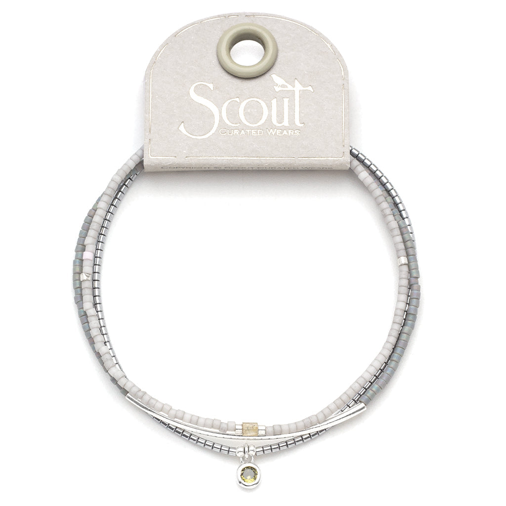 Tonal Chromacolor Miyuki Bracelet Trio - Frost / Sterling Silver Plated On Scout Curated Wears Branded Card