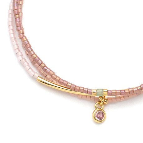 Tonal Chromacolor Miyuki Bracelet Trio - Blush / 14K Gold Plated Close Up